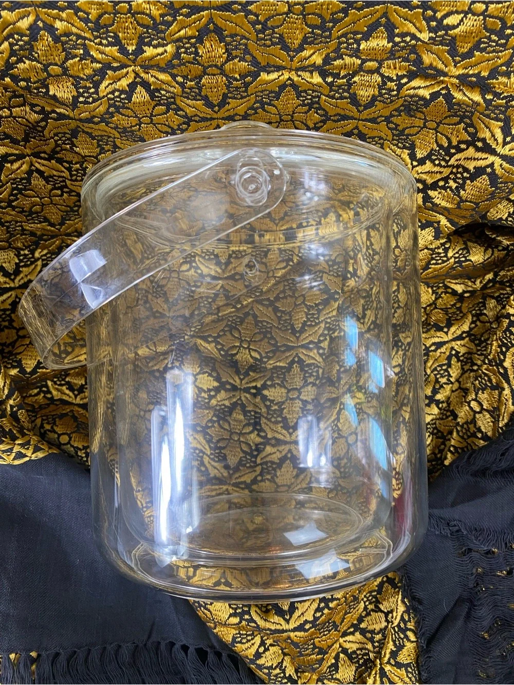 Acrylic Clear Ice Bucket with lid Vintage 1986 double walled Barware party